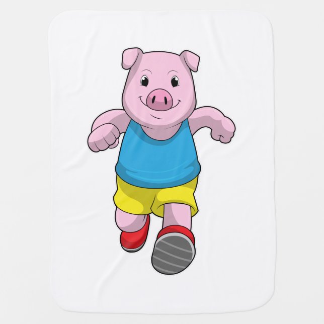 Pig as Runner at Running Baby Blanket (Front)