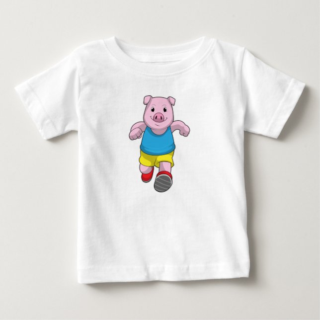 Pig as Runner at Running Baby T-Shirt (Front)