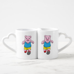 Pig as Runner at Running Coffee Mug Set