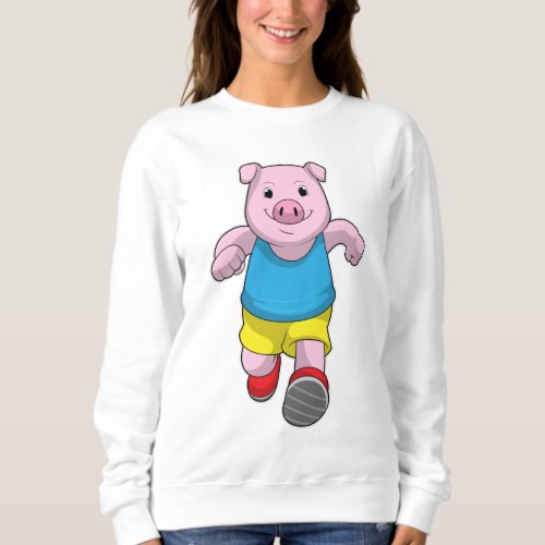 Pig as Runner at Running Sweatshirt