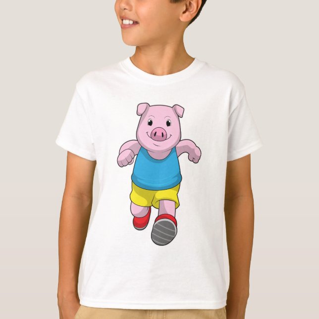 Pig as Runner at Running T-Shirt (Front)