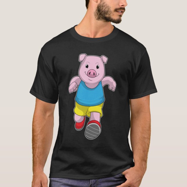 Pig as Runner at Running T-Shirt (Front)