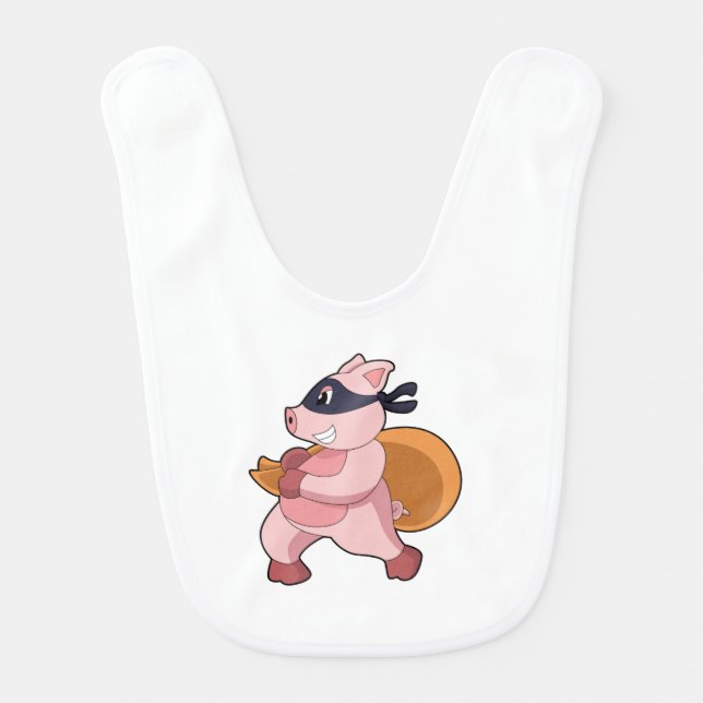 Pig as Runner Baby Bib (Front)