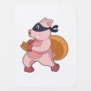 Pig as Runner Baby Blanket