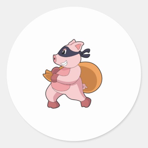 Pig as Runner Classic Round Sticker