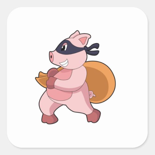 Pig as Runner Square Sticker