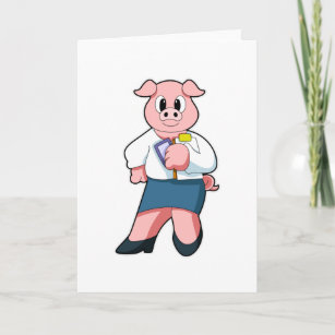Pig as Secretary with Skirt Card