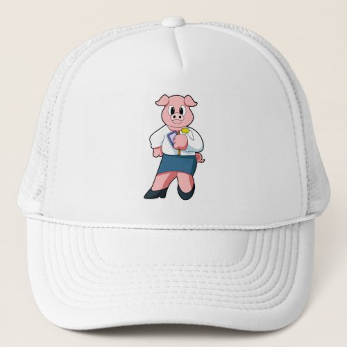 Pig as Secretary with Skirt Trucker Hat
