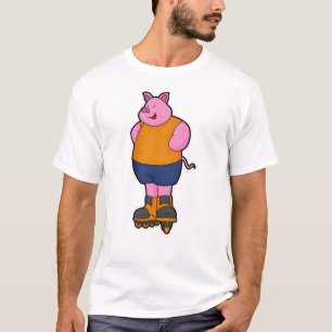 Pig as Skater with Inline skates T-Shirt