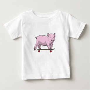 Pig as Skater with Skateboard Baby T-Shirt