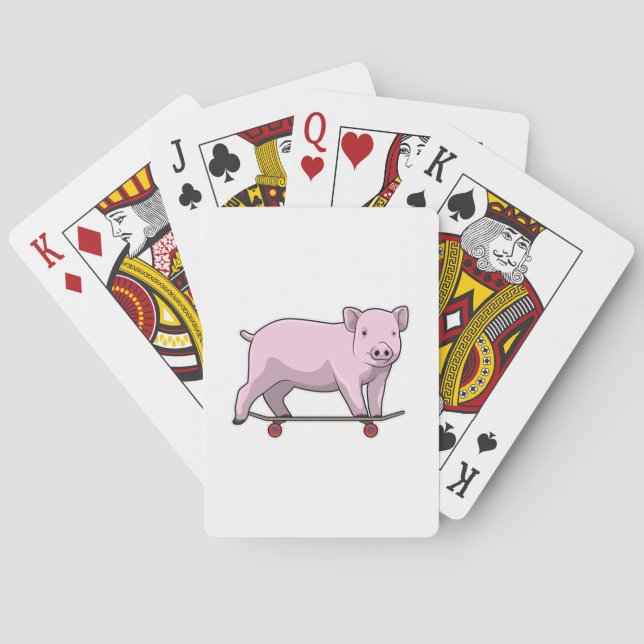 Pig as Skater with Skateboard Poker Cards (Back)