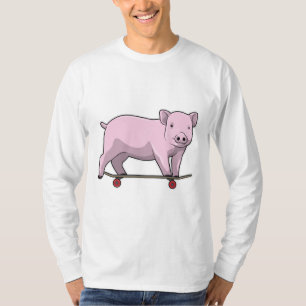 Pig as Skater with Skateboard T-Shirt