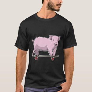 Pig as Skater with Skateboard T-Shirt