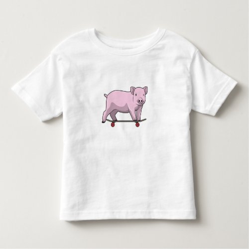 Pig as Skater with Skateboard Toddler T_shirt