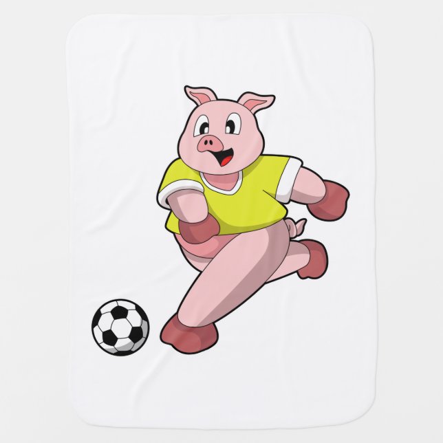 Pig as Soccer player with Soccer Baby Blanket (Front)