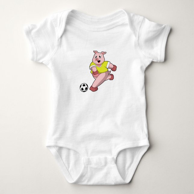 Pig as Soccer player with Soccer Baby Bodysuit (Front)