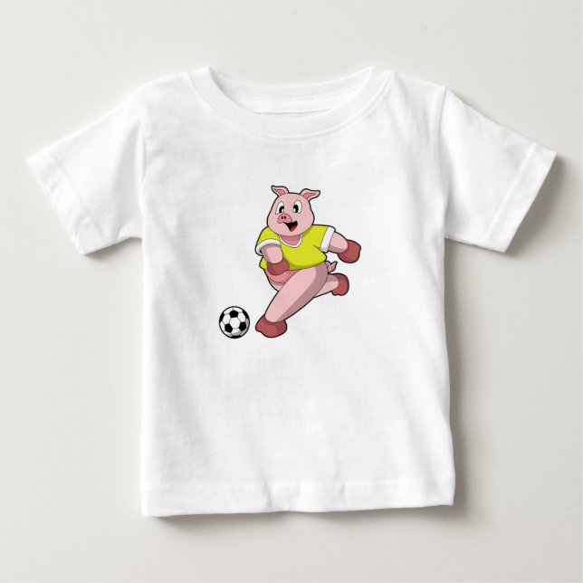 Pig as Soccer player with Soccer Baby T-Shirt (Front)