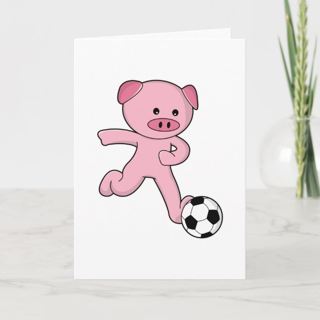 Pig as Soccer player with Soccer ball Card (Front)