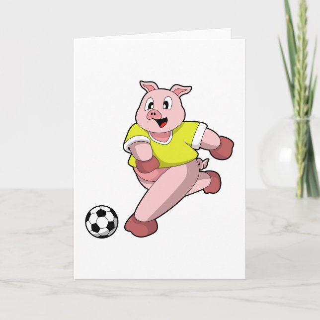 Pig as Soccer player with Soccer Card (Front)