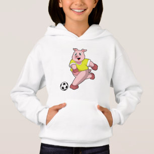 Pig as Soccer player with Soccer Hoodie