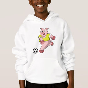 Pig as Soccer player with Soccer Hoodie