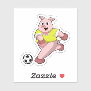 Pig as Soccer player with Soccer Sticker