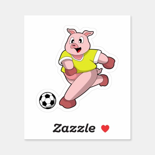 Pig as Soccer player with Soccer Sticker