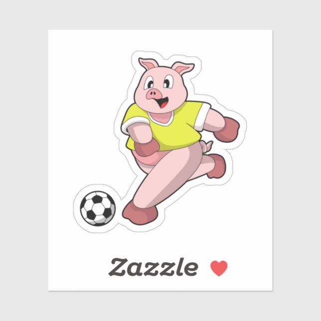 Pig as Soccer player with Soccer Sticker (Sheet)