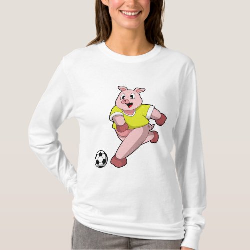 Pig as Soccer player with Soccer T_Shirt