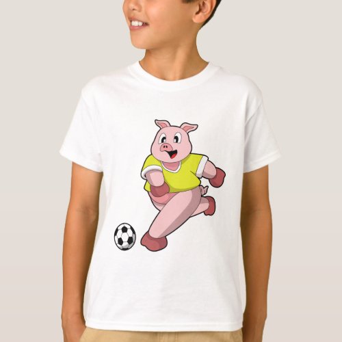 Pig as Soccer player with Soccer T_Shirt