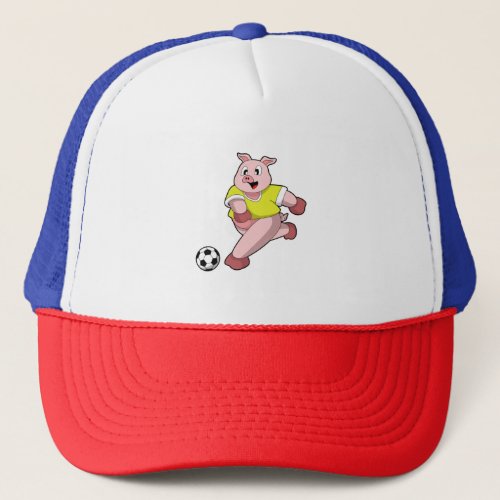 Pig as Soccer player with Soccer Trucker Hat