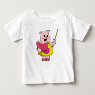 Pig as Teacher with Book Baby T-Shirt