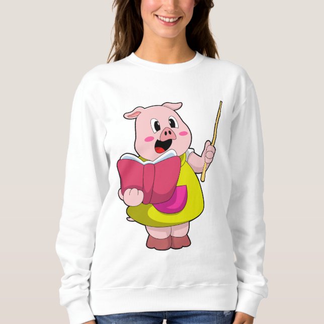 Pig as Teacher with Book Sweatshirt (Front)