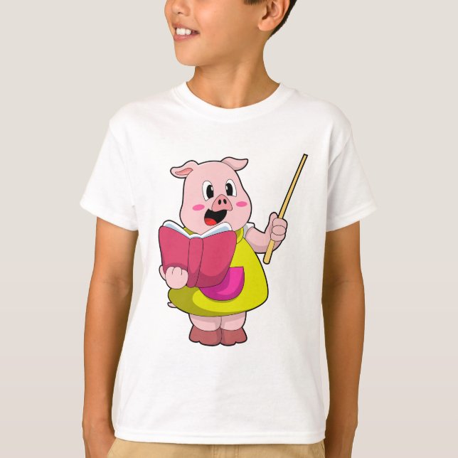 Pig as Teacher with Book T-Shirt (Front)