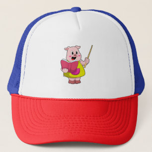 Pig as Teacher with Book Trucker Hat