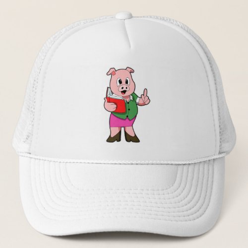 Pig as Teacher with High heels  Skirt Trucker Hat