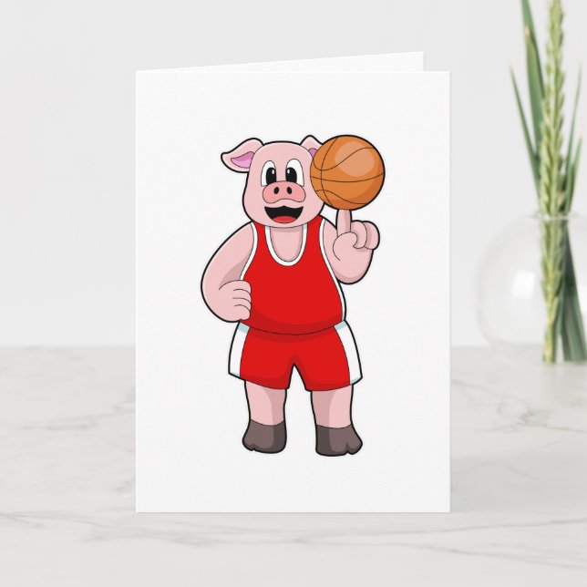 Pig at Basketball Sports Card (Front)