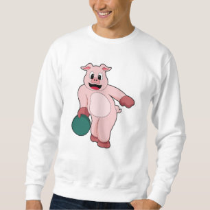 Pig at Bowling with Bowling ball Sweatshirt