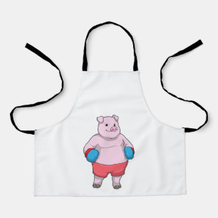 Pig at Boxing with Boxing gloves Apron
