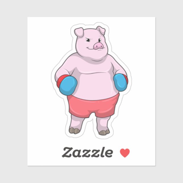 Pig at Boxing with Boxing gloves Sticker (Sheet)