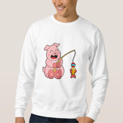 Pig at Fishing with Fish Sweatshirt