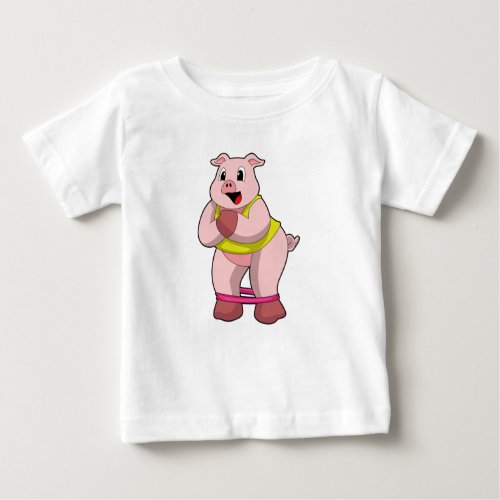 Pig at Fitness with Rubber band Baby T_Shirt