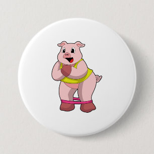 Pig at Fitness with Rubber band Button