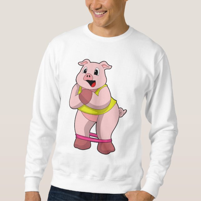 Pig at Fitness with Rubber band Sweatshirt (Front)