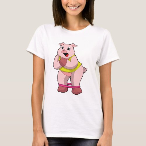 Pig at Fitness with Rubber band T_Shirt