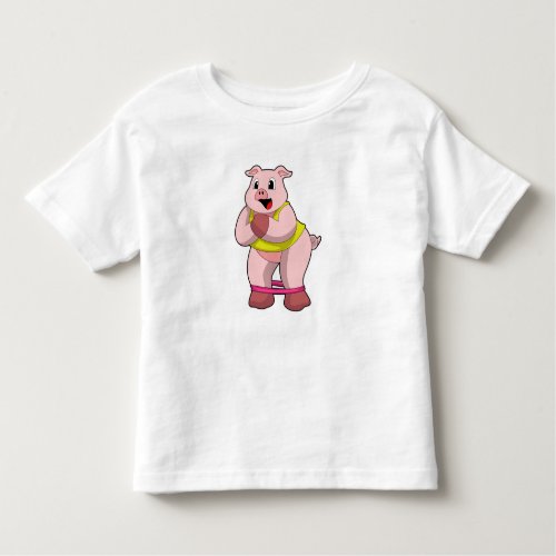 Pig at Fitness with Rubber band Toddler T_shirt