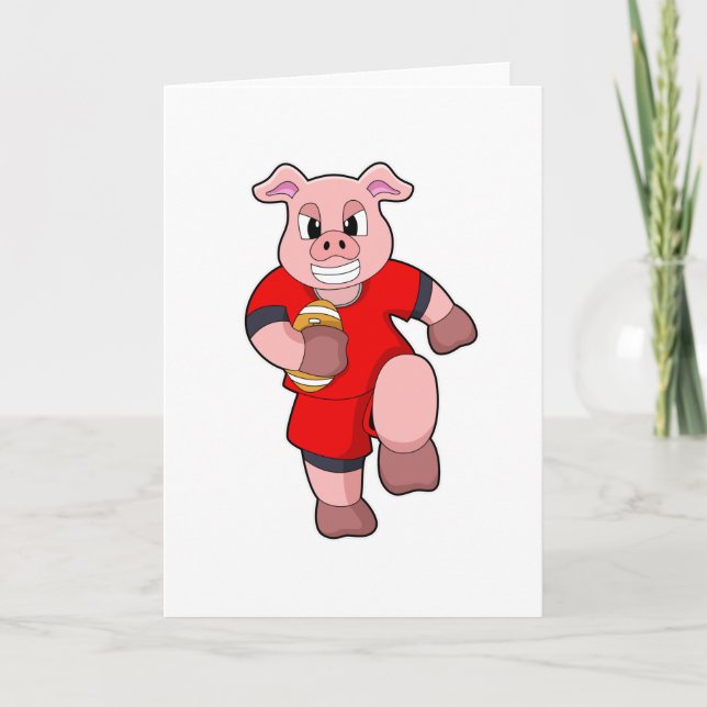 Pig at Football Sports Card (Front)