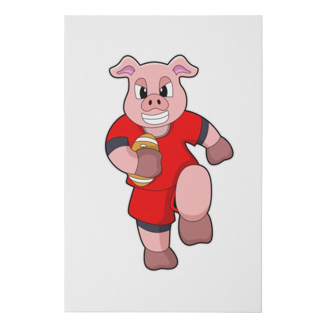 Pig at Football Sports Faux Canvas Print (Front)