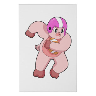 Pig at Football Sports Faux Canvas Print
