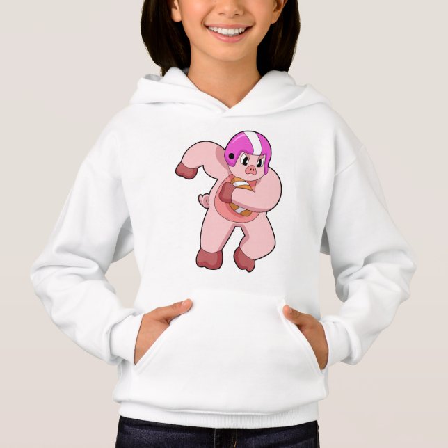 Pig at Football Sports Hoodie (Front)